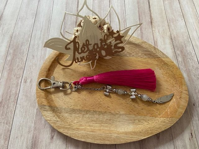 Bijoux de sac "Plume" en quartz rose