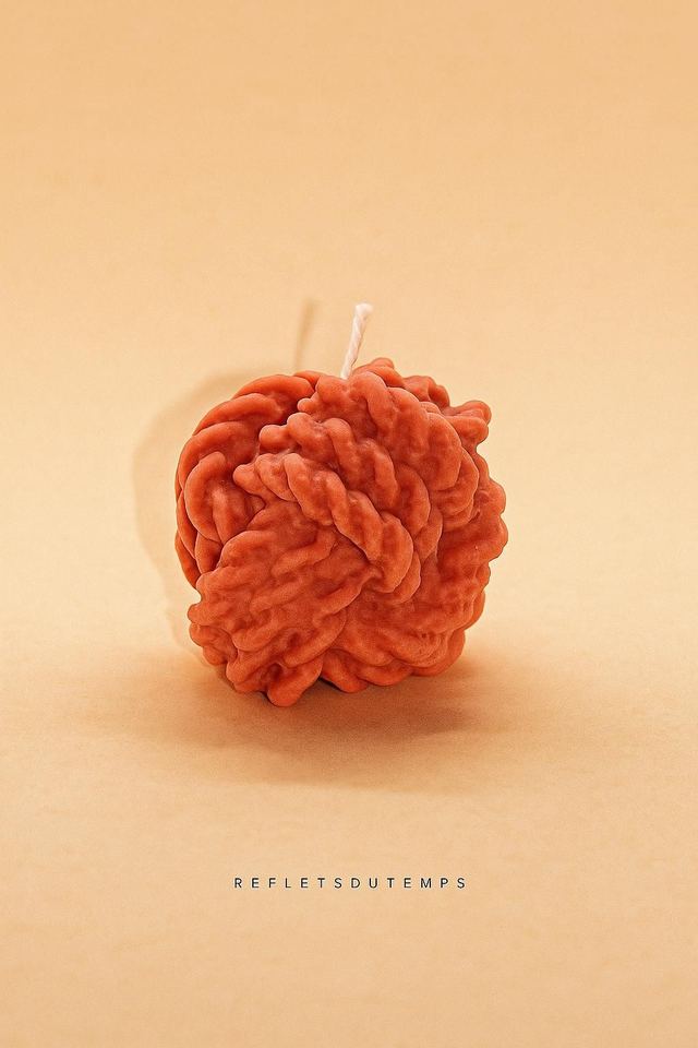 Bougie pelote de laine 