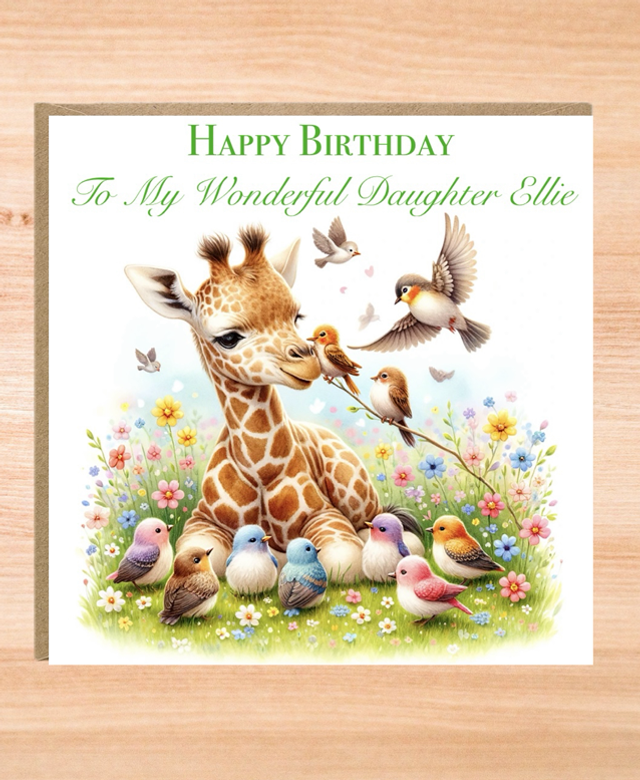 Personalised Giraffe Birthday Card