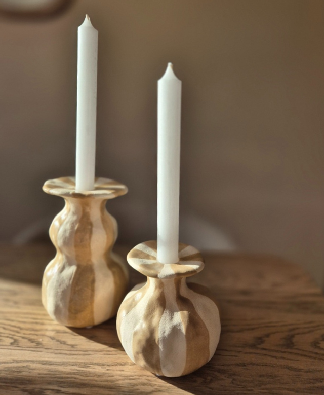 Kandelaar beige strepen