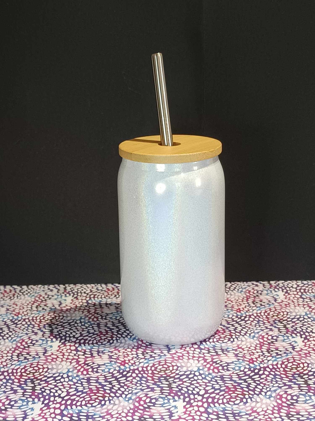 Verre canette avec paille et couvercle bambou 400 ml 