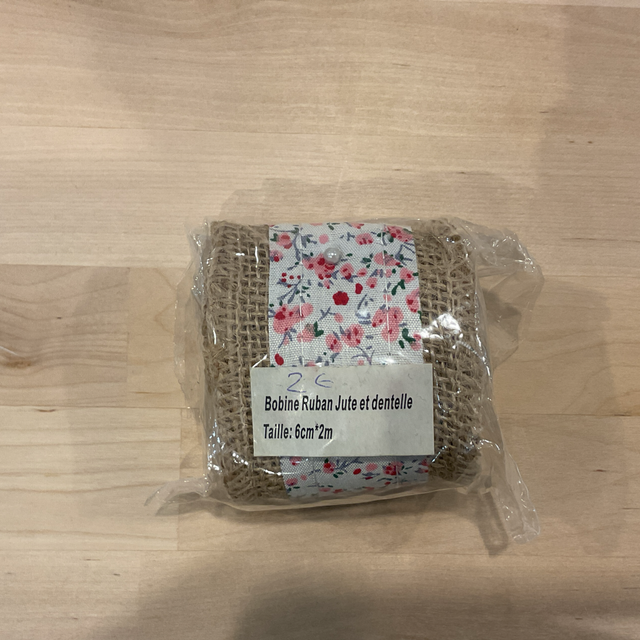 Bobine ruban jute et dentelle