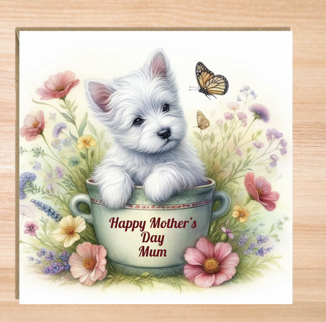 Personalised West Highland Terrier Puppy Mother’s Day Card