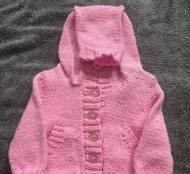 Pink hooded cardigan 3-6months 
