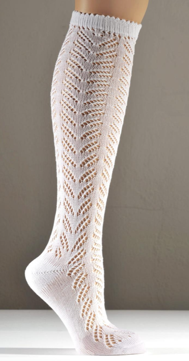 Damen Kniestrumpf Ajour - 1
