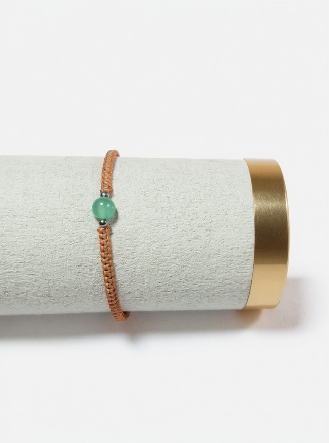 Bracelet double face 1 perle naturelle en micro-macramé