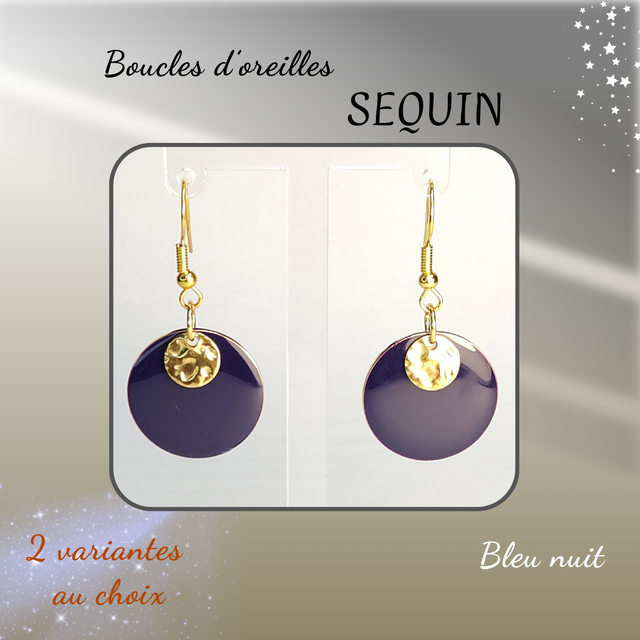 Boucles d&#039;oreilles SEQUIN - Bleu nuit