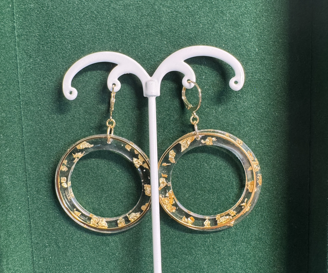 Créoles Résine Feuilles d’or - Goldfilled 14k