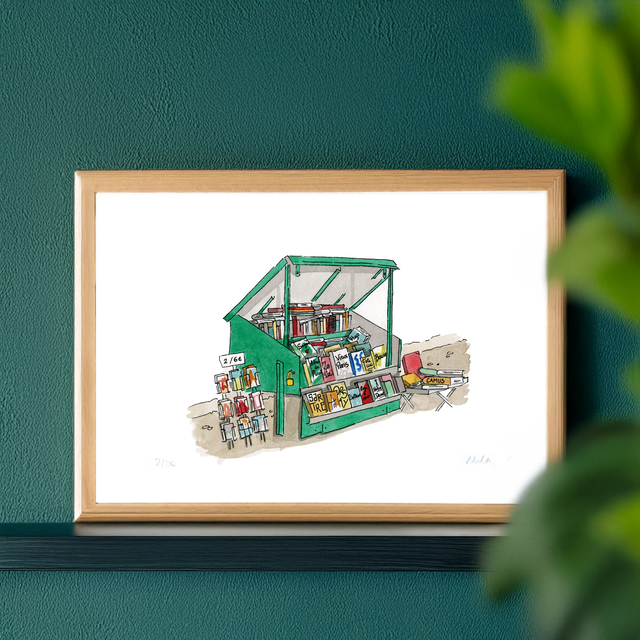  Parisian Bookseller – Art Print of Bouquinistes Along the Seine – Gift for Book Lovers