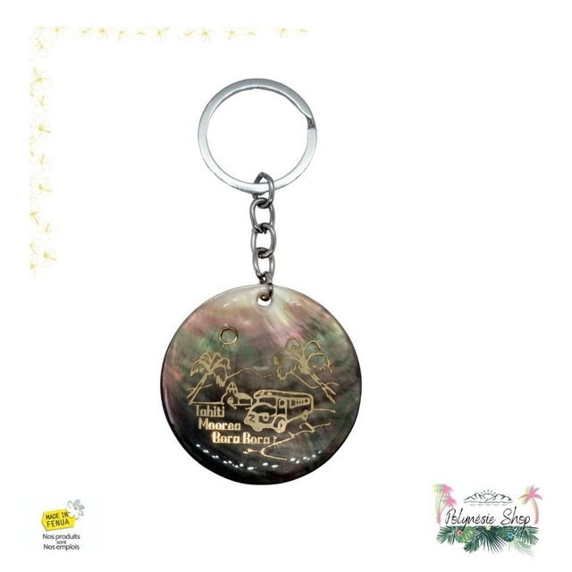 Porte-clés Nacre Truck ancien et Cocotiers