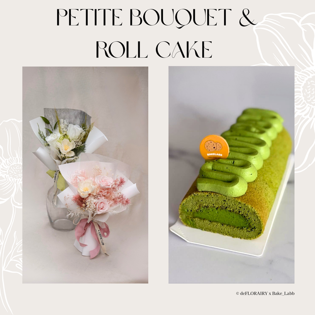 Custom Petite Bouquet & Roll Cake | Direct Home Delivery | 4 Days in Advance