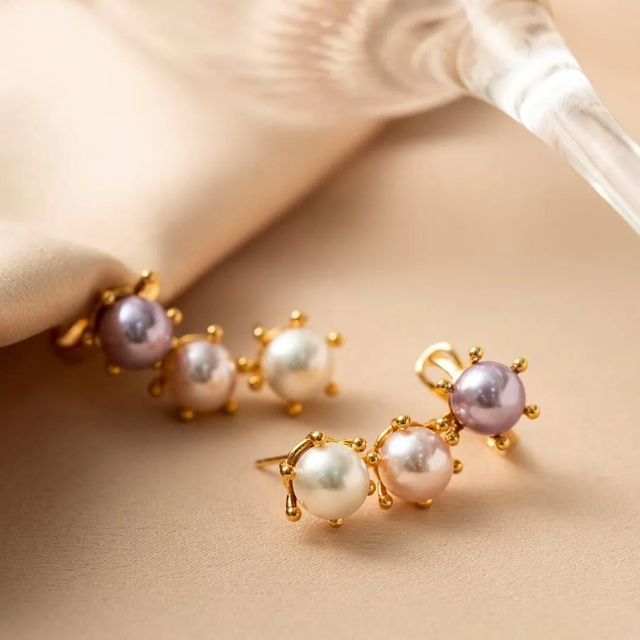 Brinco Ear Cuff Pérolas Coloridas 