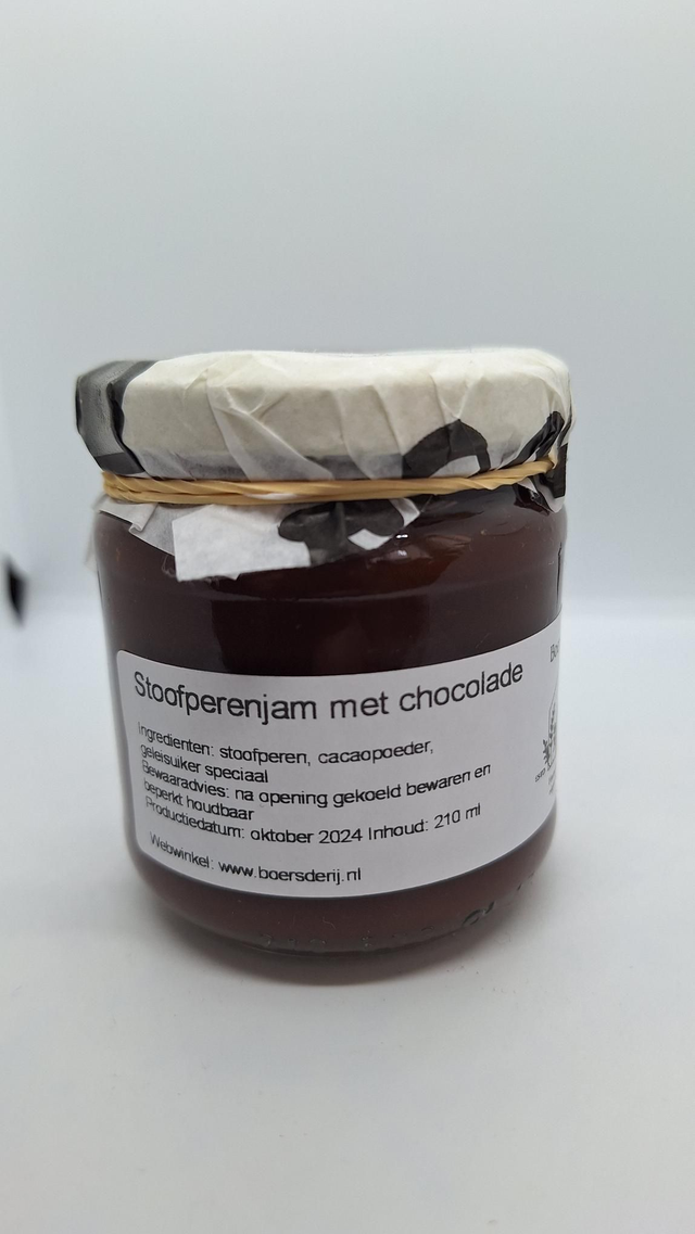 Stoofperenjam met chocolade 
