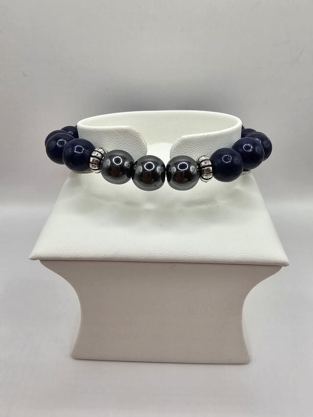 Mens Lapis Lazuli &amp; Hematite Bracelet.