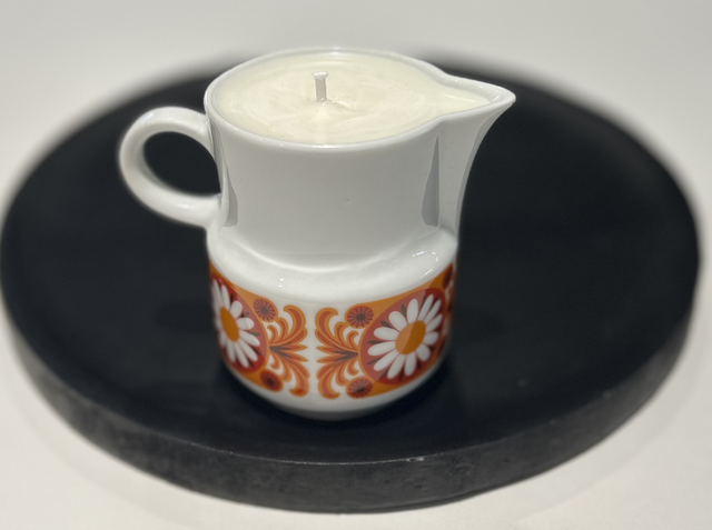 Bougie Pot au lait Bavaria fleur orange 
