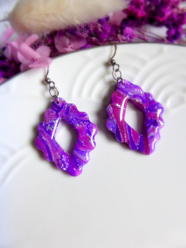 Boucles d'oreilles losanges - Eclat de lavande