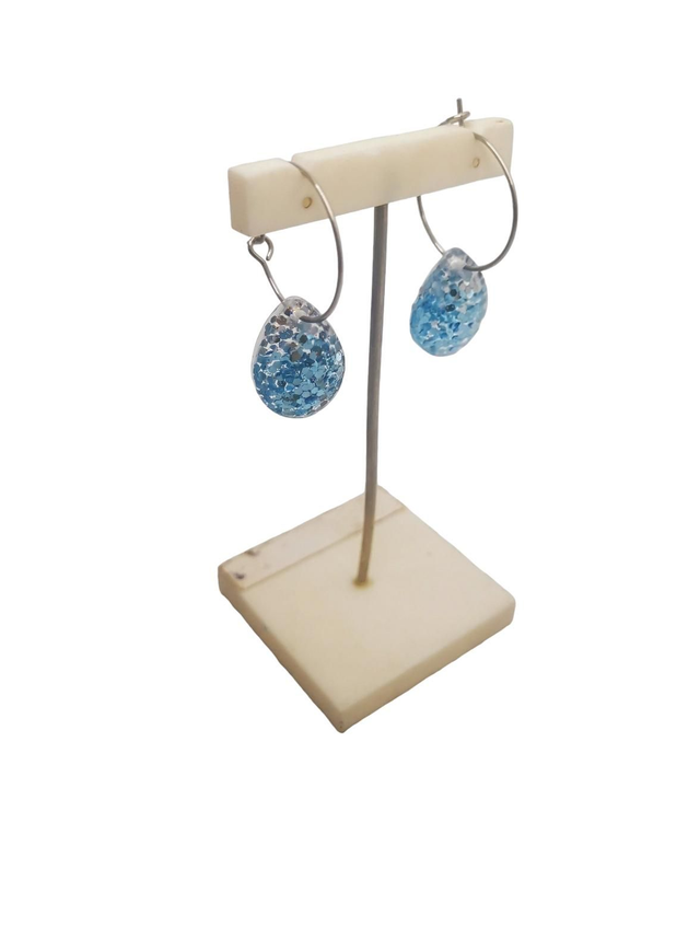 Petites Créoles acier Bleu ciel 