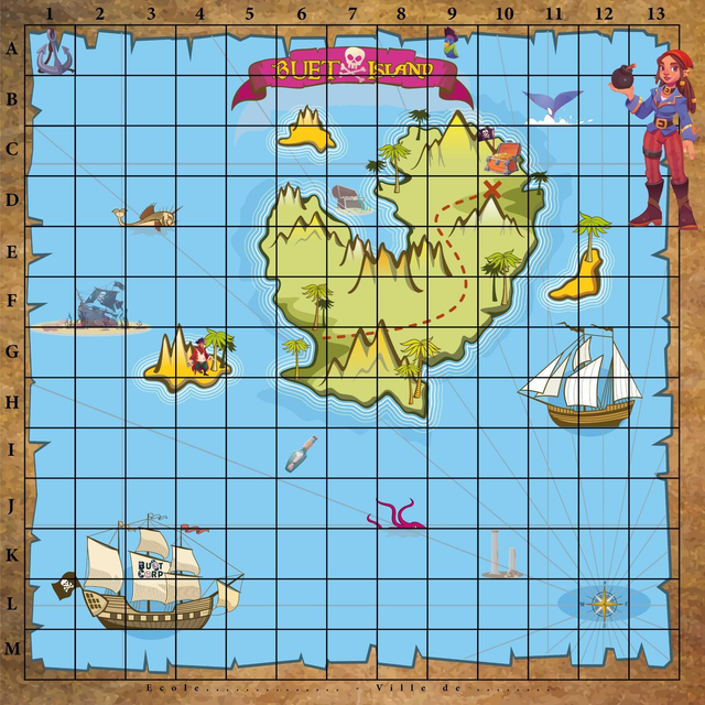 Tapis robotique 1,5mx1,5m avec cases de 15cmx15cm - 81 cases Pirates