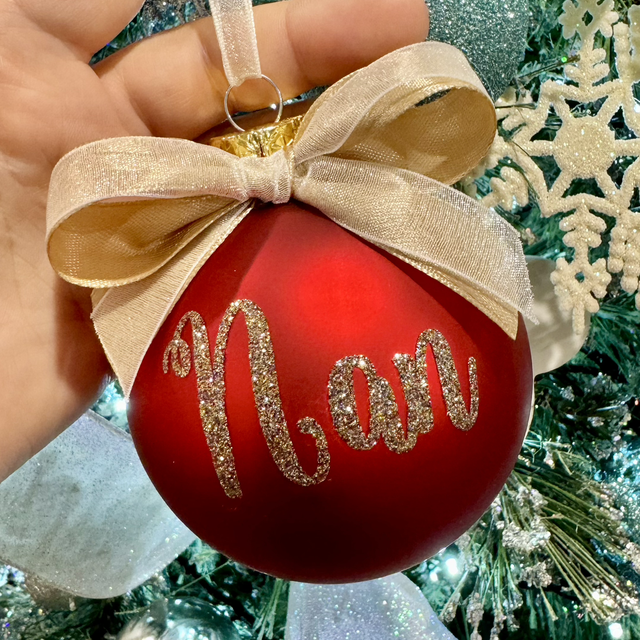 Christmas Glass Bauble (with bow)