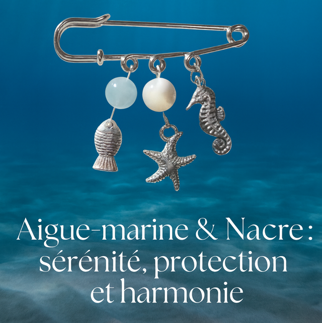 Broche aiguë marine et nacre