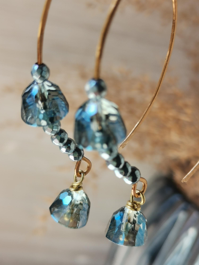 Boucles d'oreilles Venezia dorées bleue