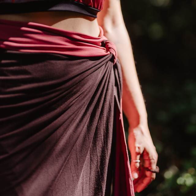 Falda larga recta marron 