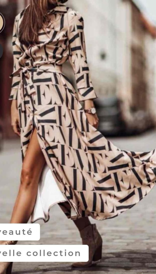 Robe  longue chemise  ELLE imprimé lettres 