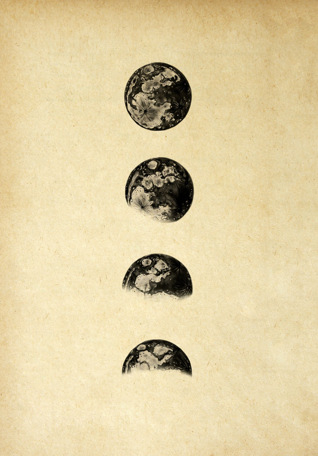 Moon Phases Sepia