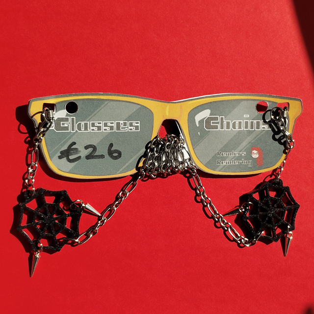 Black Spiderweb with Spikes - Sliver - Glasses Chain    [GCH-ALT-SS-SB]