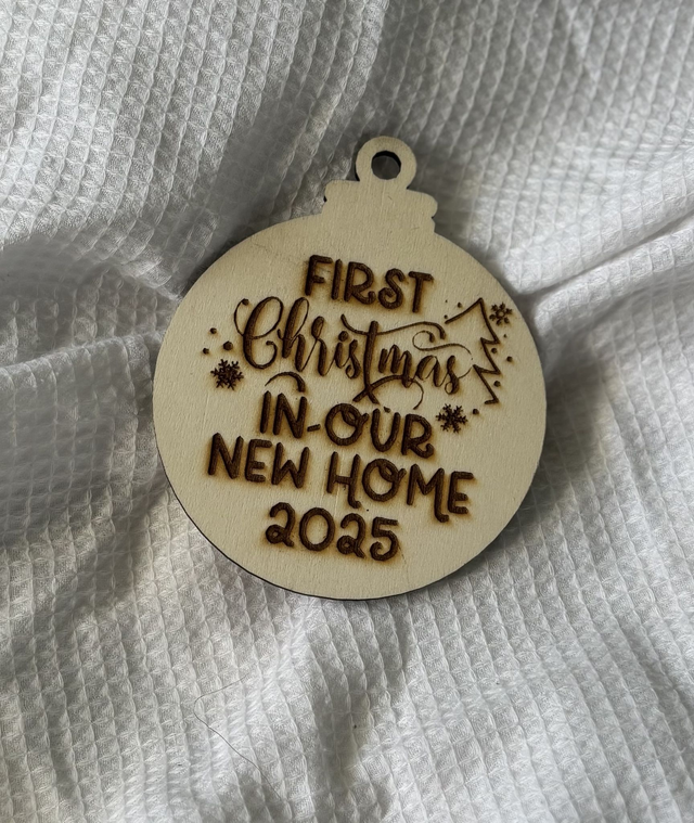 Wooden Bauble - First Christmas in our New Home 2025