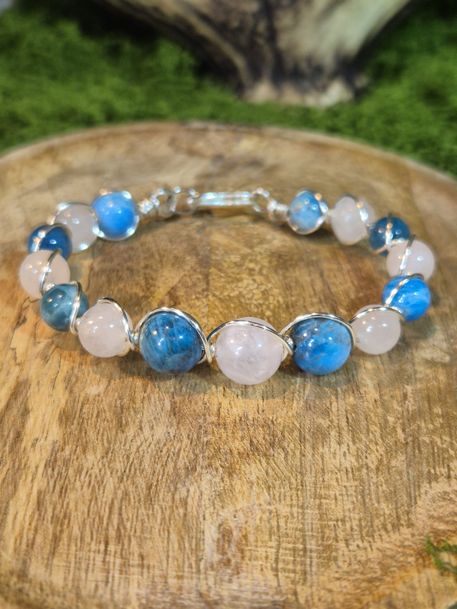 Harmonie des Ondes – Apatite & Quartz Rose – Collection Tissage Sacré