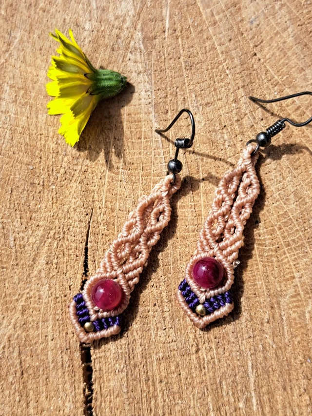 Boucles d'oreilles micro-macramé Arabesque