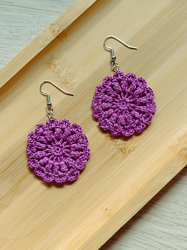 Boucles d'oreilles HORTENSE en Micro-Crochet - Parme