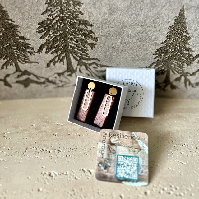 Boucles d'Oreilles Mongkono &amp; Acier Doré | Verticalité 