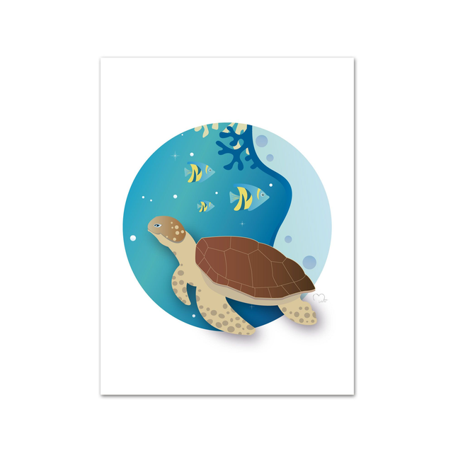 Affiche Océan Tortue