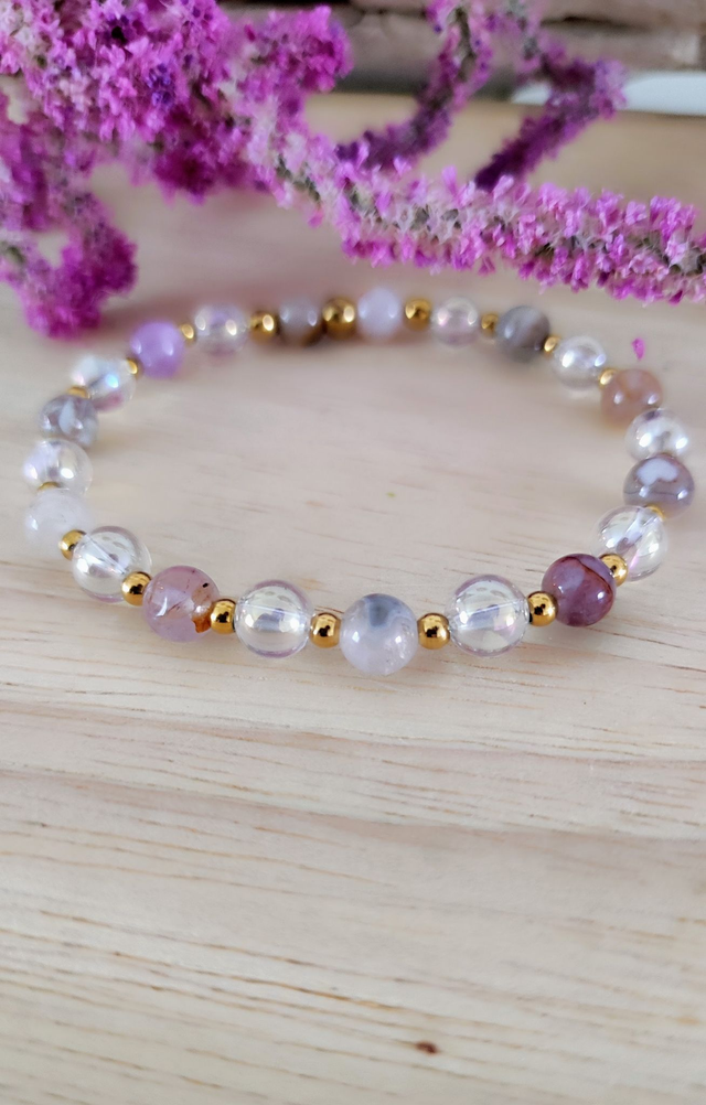 Bracelet "Sérénité et Confiance en soi" en Agate inclusion Améthyste