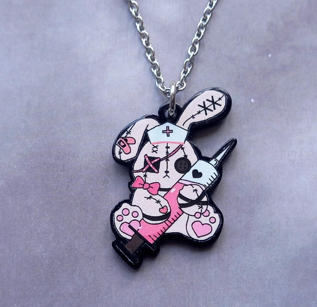 Nurse Bunny Acrylic Necklace 