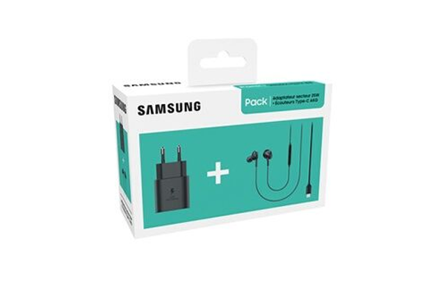 Pack Adaptateur secteur 25W + Ecouteurs Type-C AKG