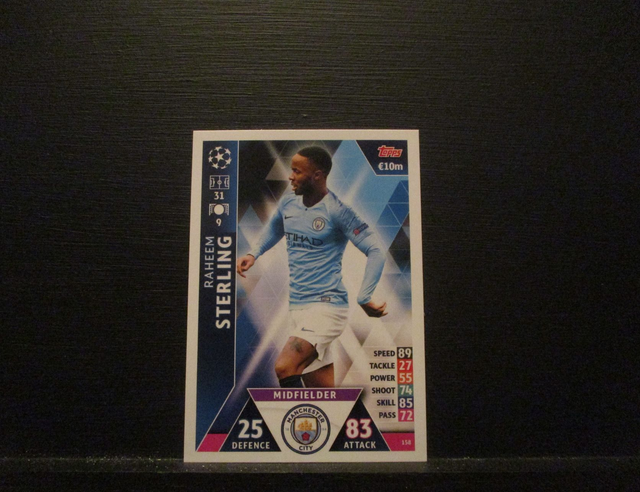 Raheem Sterling - UEFA Champions League Match Attax 2018/19 Original Trading Card #158