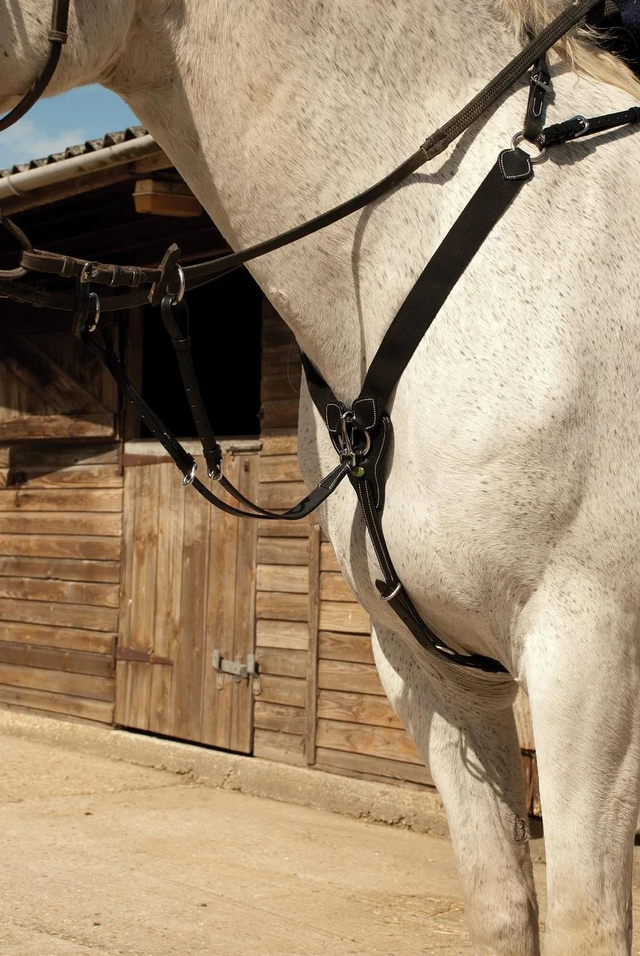 Rhinegold V-Check Leather Breastplate with Elasticated Neck Straps