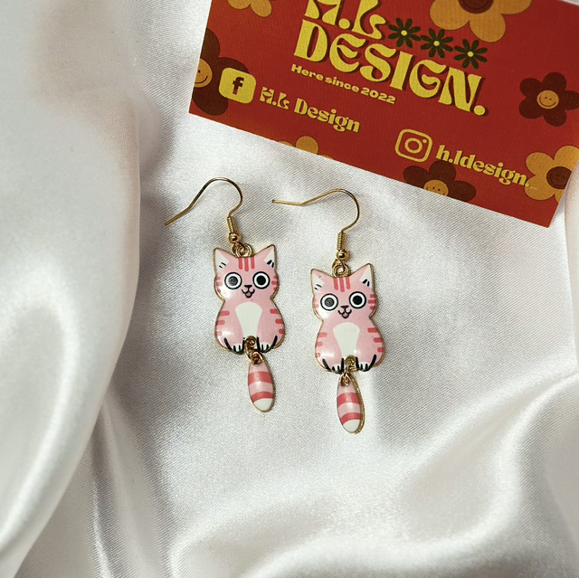 Pink Cat Earrings 