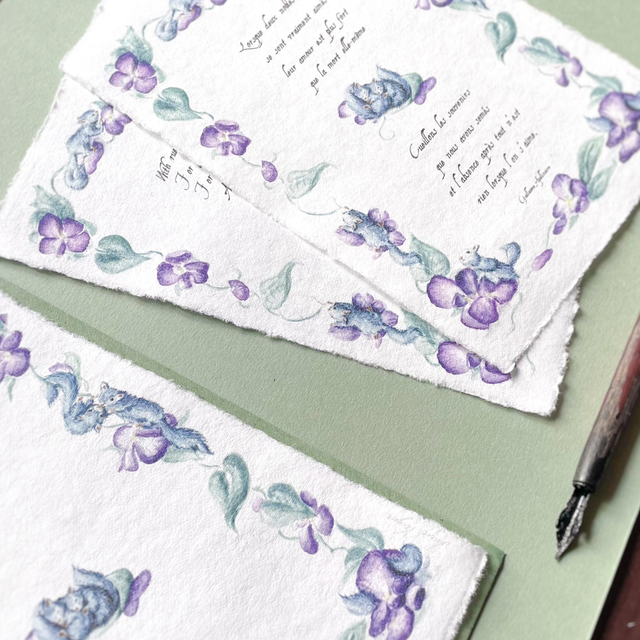 PRINT ~ Ecureuils et violettes