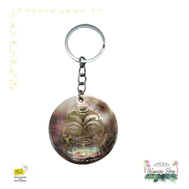 Porte-clés Nacre Visage Tiki