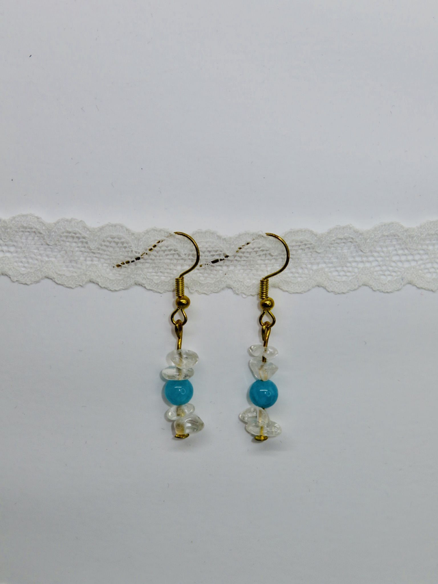 Boucle d'oreille pendante en Cristal de roche 