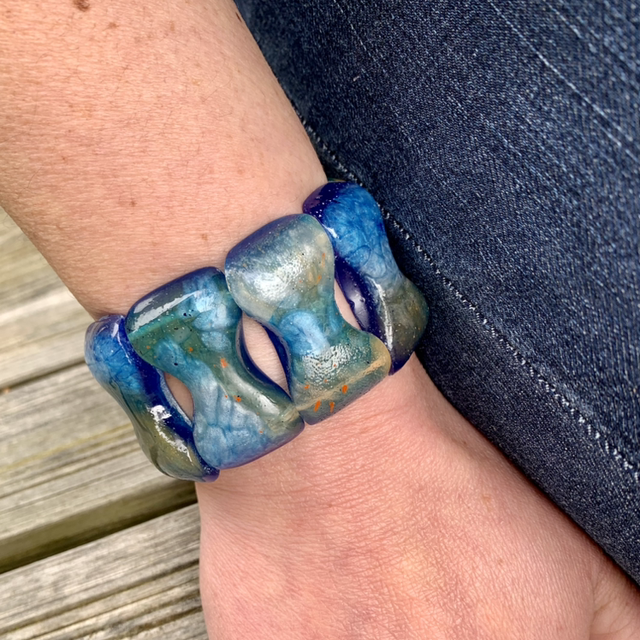 Bracelet Papillon - nuances bleu nacré 