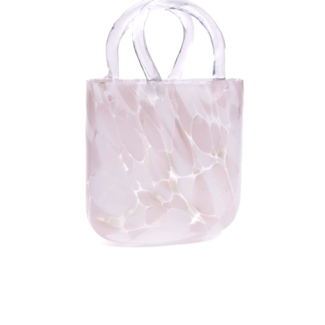 Large Handbag Vase : White and Blush Pink
