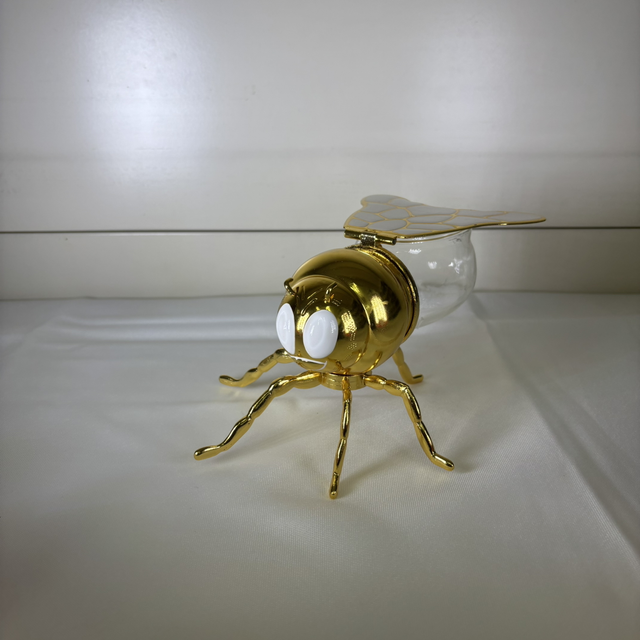 Pot à miel abeille blanc doré ouverture complète 