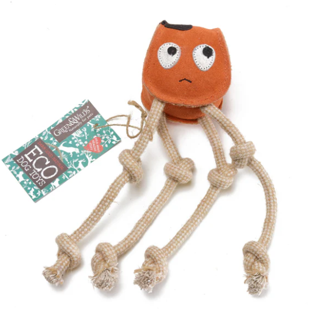 GREEN &amp; WILDS SID THE SQUID ECO DOG TOY
