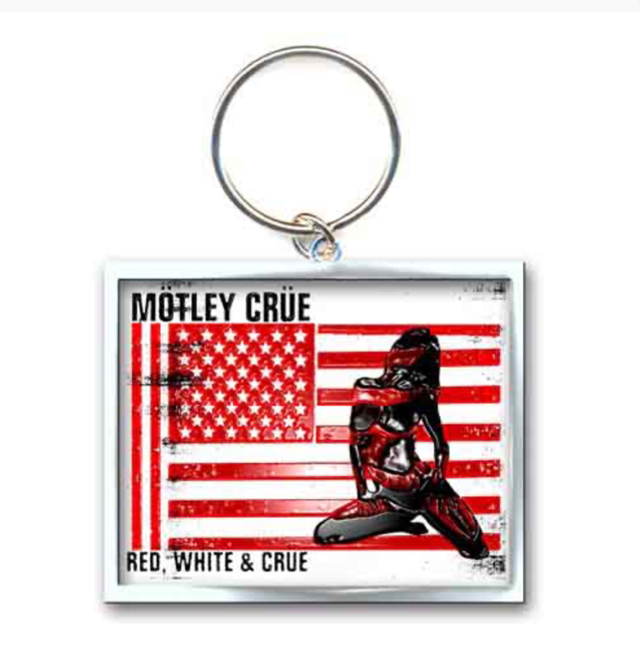 MOTLEY CRUE KEYCHAIN: RED, WHITE &amp; CRUE (PHOTO PRINT)