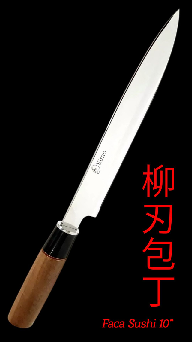 Faca Sushi Elmo Sashimi Yanagiba Chef Sushiman Inox 10 Pol